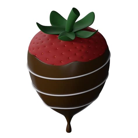 Premium Psd 3d Rendered Strawberry With Dark Chocolate