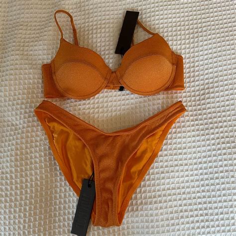 Triangl Orange Sparkly Bikini Set With A Bra Like Depop