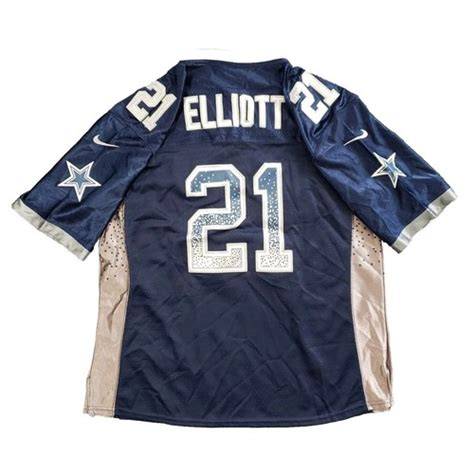 Zeke Ezekiel Elliott Jersey Youth L Dallas Cowboys #21 Blue Nike On
