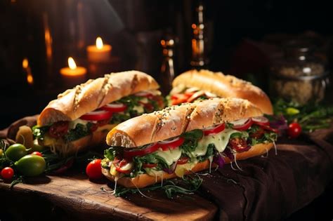 Premium Photo Tasty Sandwiches On Table