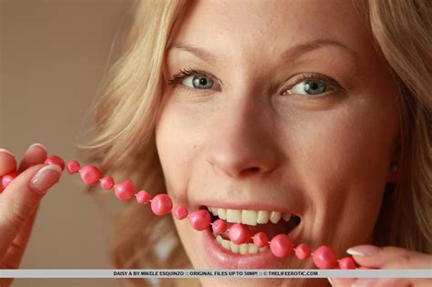 Blonde Model Daisy A Wears Nothing But Her Pink Pearl Necklace For You Porn Pictures XXX Photos