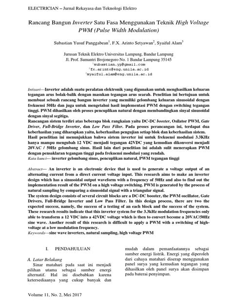 Rancang Bangun Inverter Satu Fasa Menggunakan Teknik High Voltage | PDF