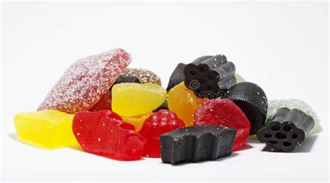 Mixed Candy With Sugar On White Background In Studio Light Stock Image