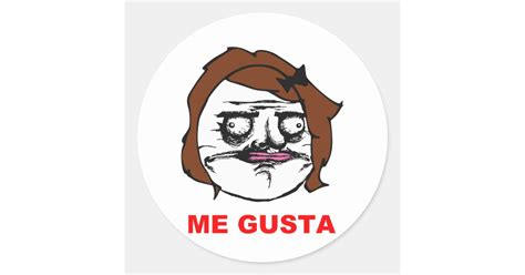 Brown Female Me Gusta Comic Rage Face Meme Classic Round Sticker | Zazzle