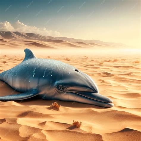 Premium AI Image | Global Warming Dehydrated Dolphin in Desert