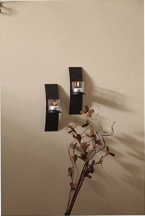 Hosley Set Of 2 Modern Art Large Brown Wall Sconces With Clear Glass