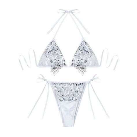 Dames mode couleur unie imprimé fendu Bikini minimaliste Sexy