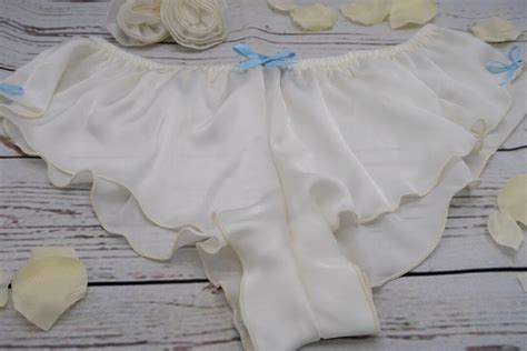 Bride Wedding Silky Satin French Knickers Bridal Lingerie In Ivory Or White With Something Blue