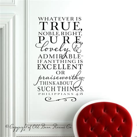 Whatever Is True Philippians Large Scripture Vinyl Etsy