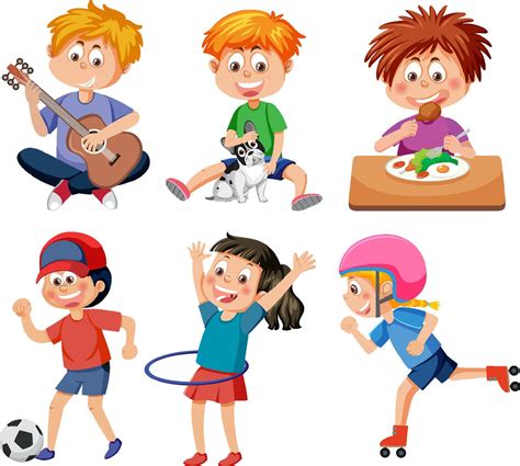 children   activities set  vector art  vecteezy