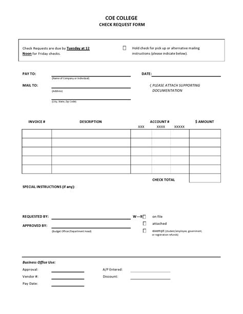 Free Check Request Forms Word Excel Pdf Templatelab