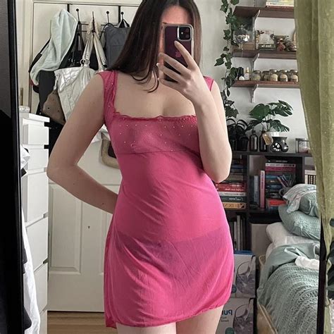 Pink Mesh Lingerie Nightie In Great Condition Depop
