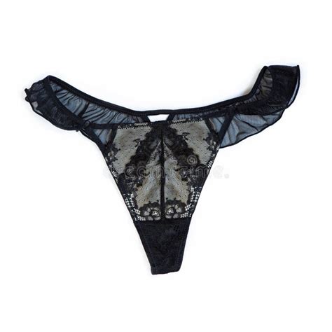 Linda Lingerie De Rendas Em Fundo Branco Isolado Corda De Cuecas Preta Imagem De Stock Imagem