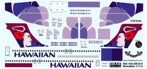 Draw Decal 44 Dc9 6 1144 717 Hawaiian Airlines