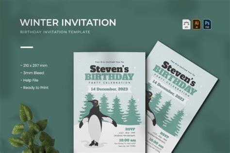 Winter - Birthday Invitation Graphic by Vunira.Template · Creative Fabrica