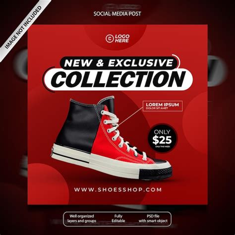 Premium Psd Flat Red Sneaker Social Media Post Design