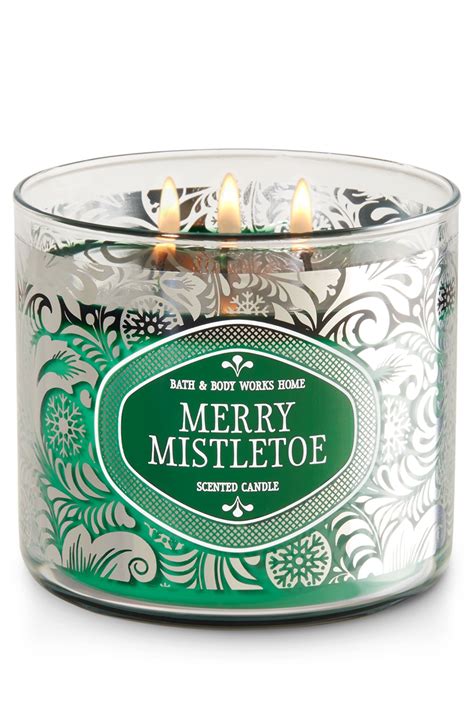 Merry Mistletoe 3 Wick Candle Home Fragrance 1037181 Bath And Body Works Candles Bath And