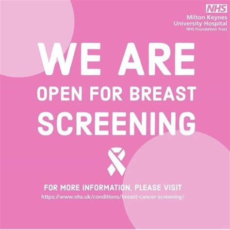 Breast Screening Programme Continues At Mkuh Milton Keynes University