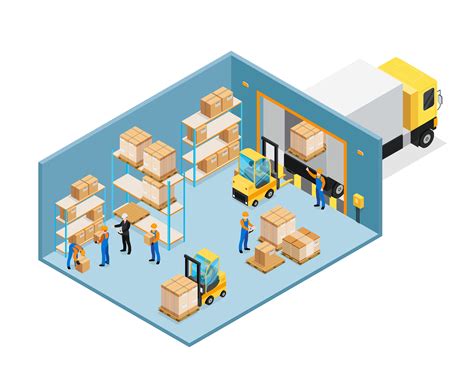 Warehouse Inside Isometric Composition 475800 Vector Art At Vecteezy