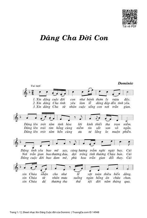 [sheet] Xin Dâng Cuộc đời Con Như Bánh Thơm Ly Rượu đây Pdf Tải Về Sheet