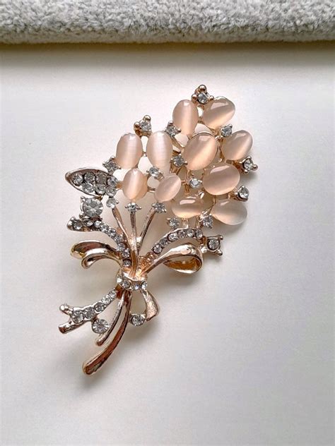Z Ota Broszka Ga Zka Bukiet Cyrkonie Bia E Kamie Nude Kocie Oko Pin Inna Marka Moda Sklep