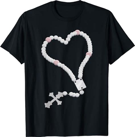 Silver Rosary Beads Catholic Pray The Rosary T Shirt Uk