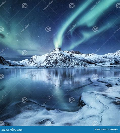 Frozen Sea Ocean Water Under The Bridge Pier Balls Poles Royalty-Free