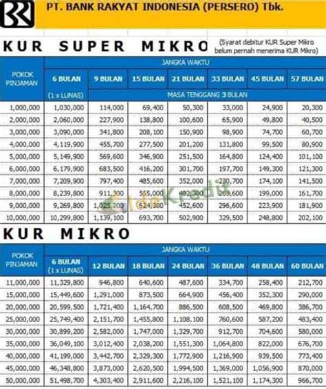 √ Tabel Angsuran KUR Super Mikro BRI 2024 : Syarat, Pengajuan Online