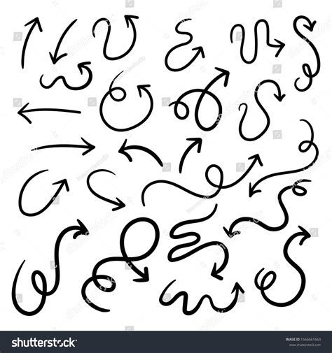 Set Arrow Doodless Hand Drawn Stock Vector Royalty Free 1566661663