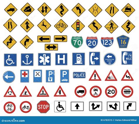 traffic sign icon set symbols  arrows indicating  types
