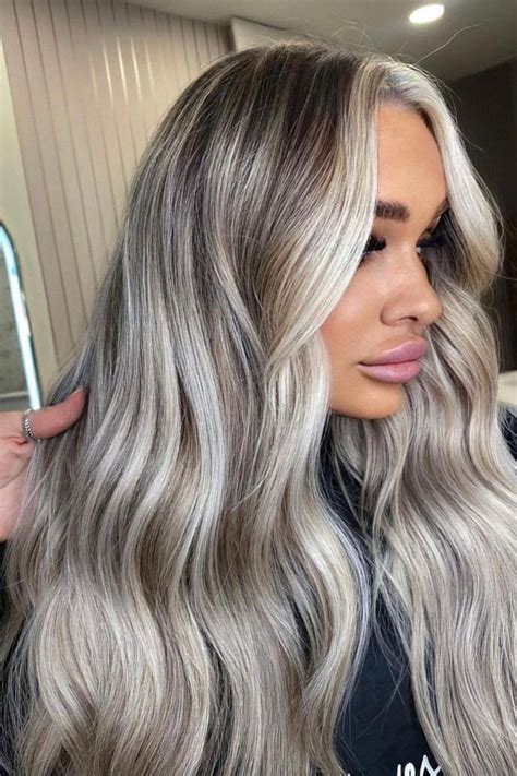 Pin By FelicityHaley On Balayage Haare Ice Blonde Hair With Roots Icy Blonde Hair Ash