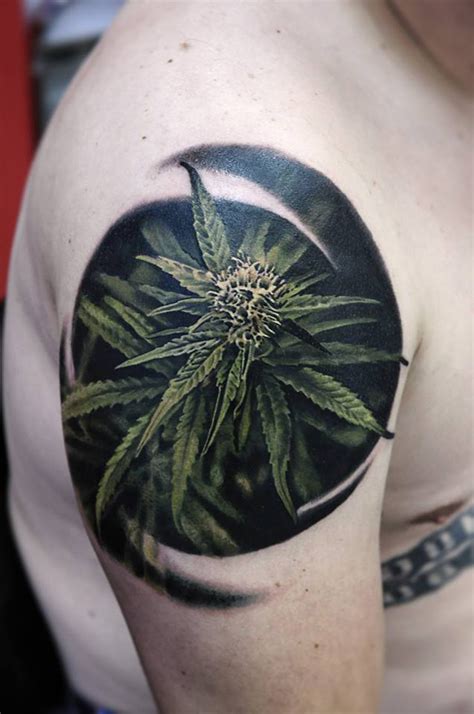 Flowering Marijuana Plant Tattoo