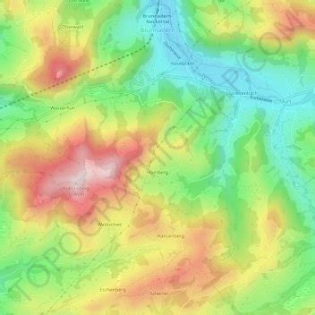 Topografische Karte Brunnadern Höhe Relief