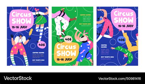 Circus Show Poster Templates Carnival Festival Vector Image
