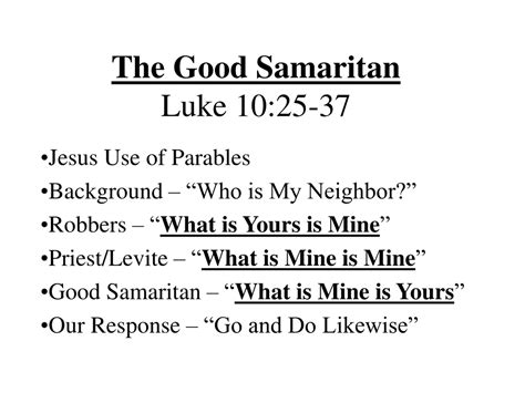 Ppt Love Your Neighbor The Good Samaritan Parable Powerpoint