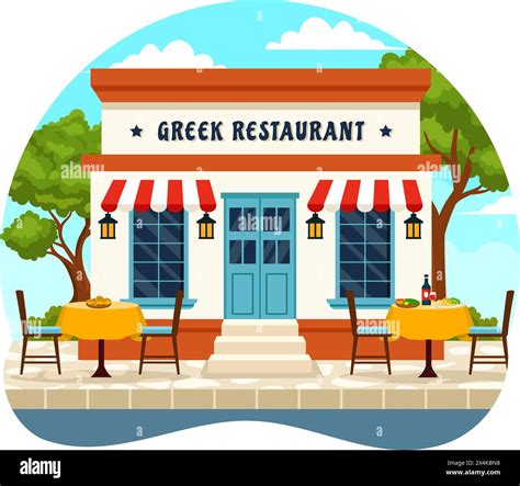 Greek Cuisine Restaurant Vector Illustration With Set Menu Delicious