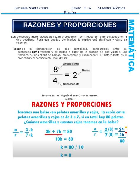 Razones Proporciones Y La Regla De Tres Explicación Y Ejercicios