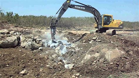 Volvo Hydraulic Breaker Hb Mounted On Ec B Tested On Hard Rock