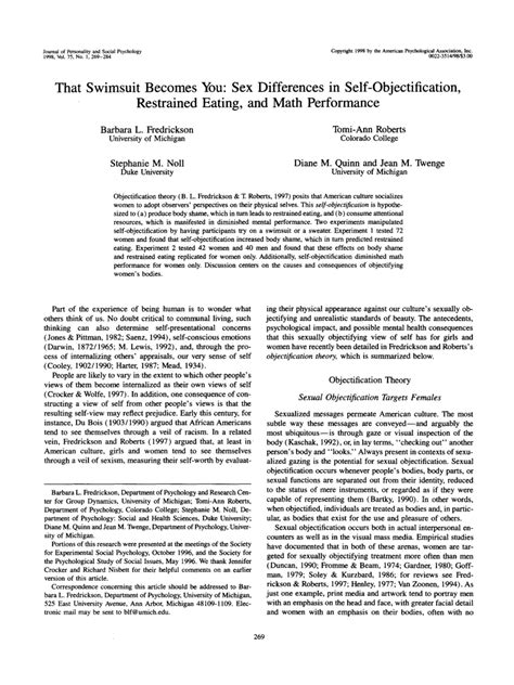 PDF That Swimsuit Becomes You Sex Differences In Self Objedification Restrained Eating And