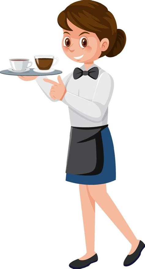 Cute Waitress Serving Coffee 5229941 Vector Art At Vecteezy