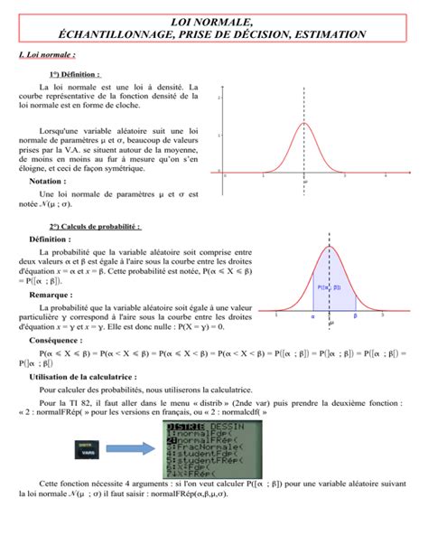 loi normale échantillonnage prise de décision estimation
