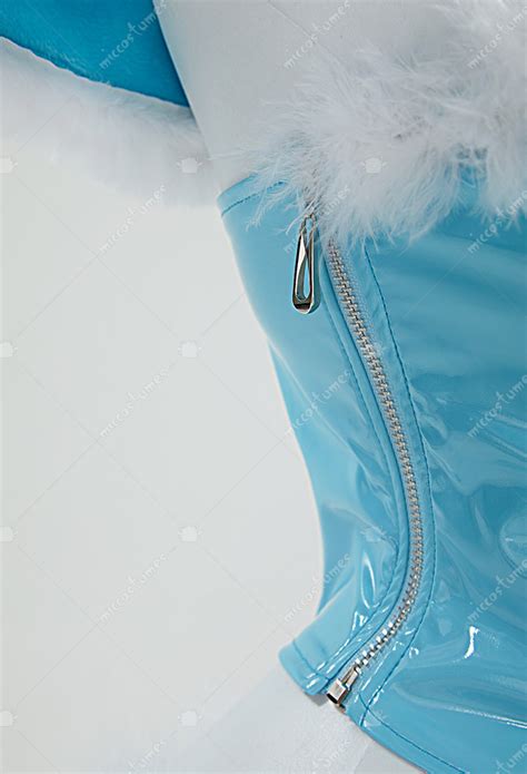 Women Sexy Lingerie Set Winter Blue White Furry Heart Hollow Top And Panty With Cloak Cosplay