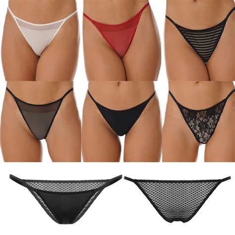 Sexy Damen G String Tanga Micro Bikini Slips Spitze Mesh Transparent Unterw Sche Eur