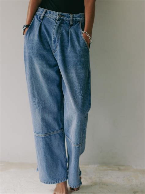 予約販売 【 Chignon 】yenn Tuck Wide Denim Pants Y222 31010 2qu Tax Free！ Laracroft