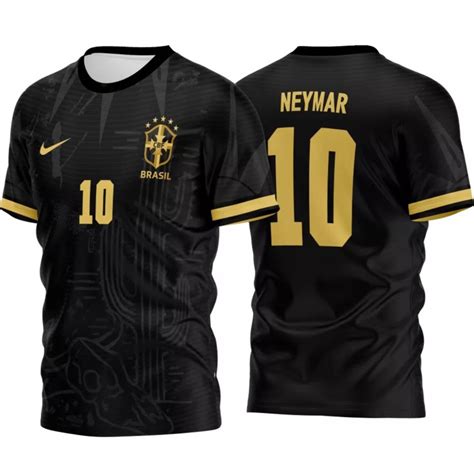 Camiseta De Time Preta E Dourada