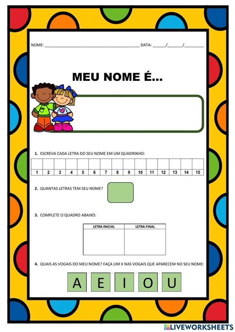 Ficha Do Nome Educação Infantil Para Imprimir - Atividade para trabalhar o nome completo | Ficha do nome educação ...