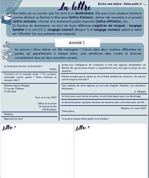 Ecrire Une Lettre à Un Auteur Fiche Outil Enseignonsbe