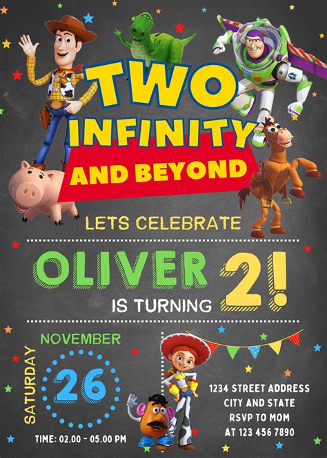 Two Infinity And Beyond Birthday Invitation Nd Birthday Toy Etsy