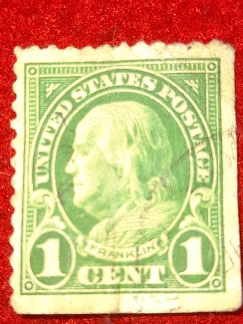 rare left facing benjamin franklin  cent united states postage stamp