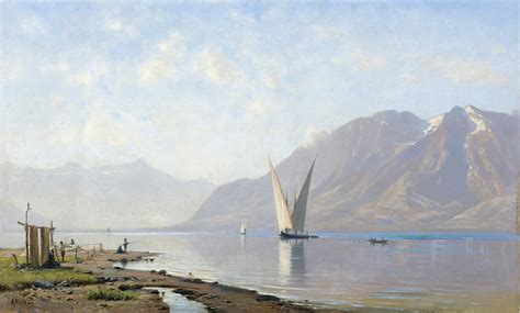 Lake Geneva Painting By Auguste Louis Veillon Fine Art America